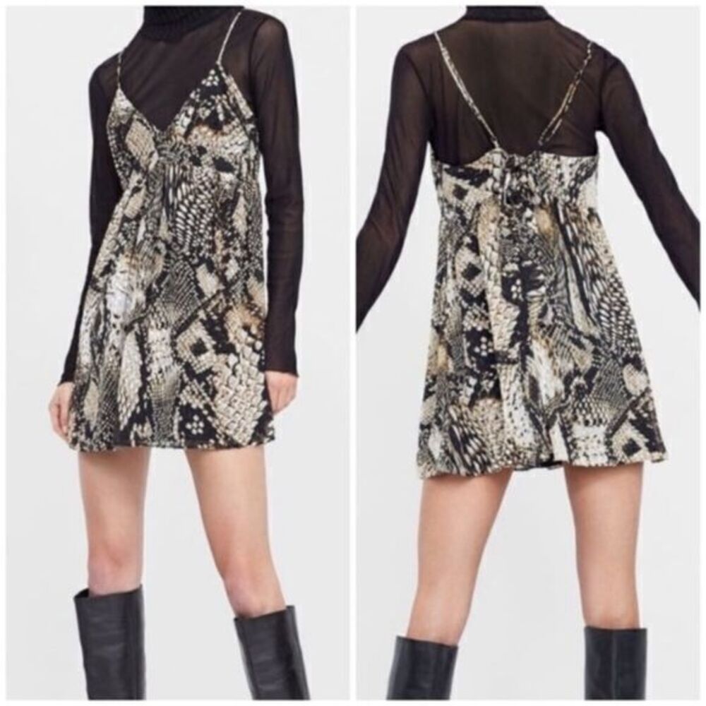 Zara snake print Swiss dot dress large